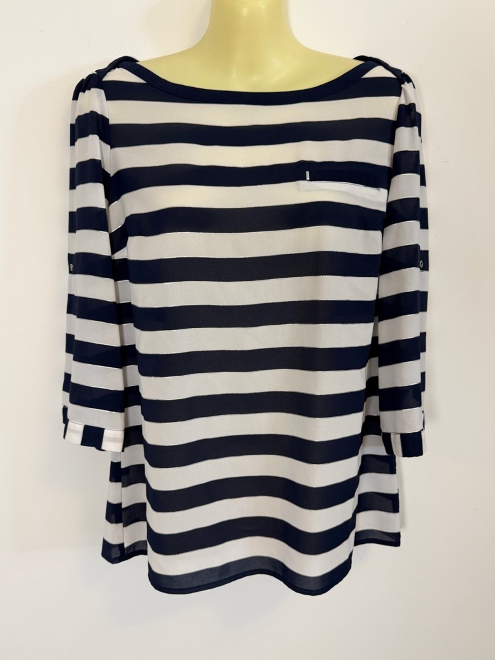 New York & Company Semi-Sheer Striped Blouse
